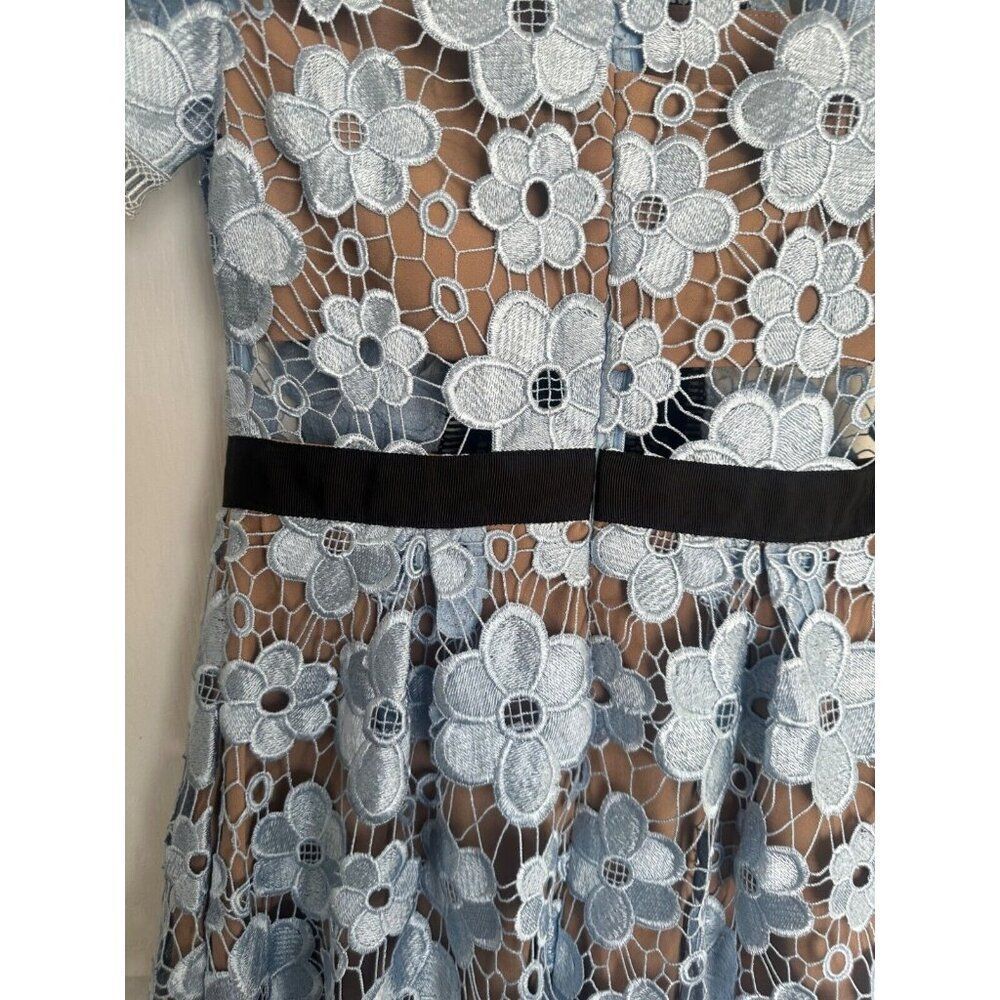 Self-Portrait Flower Garden Guipure Lace Dress in Light Blue Size US 4 Fairy - Picture 6 of 12